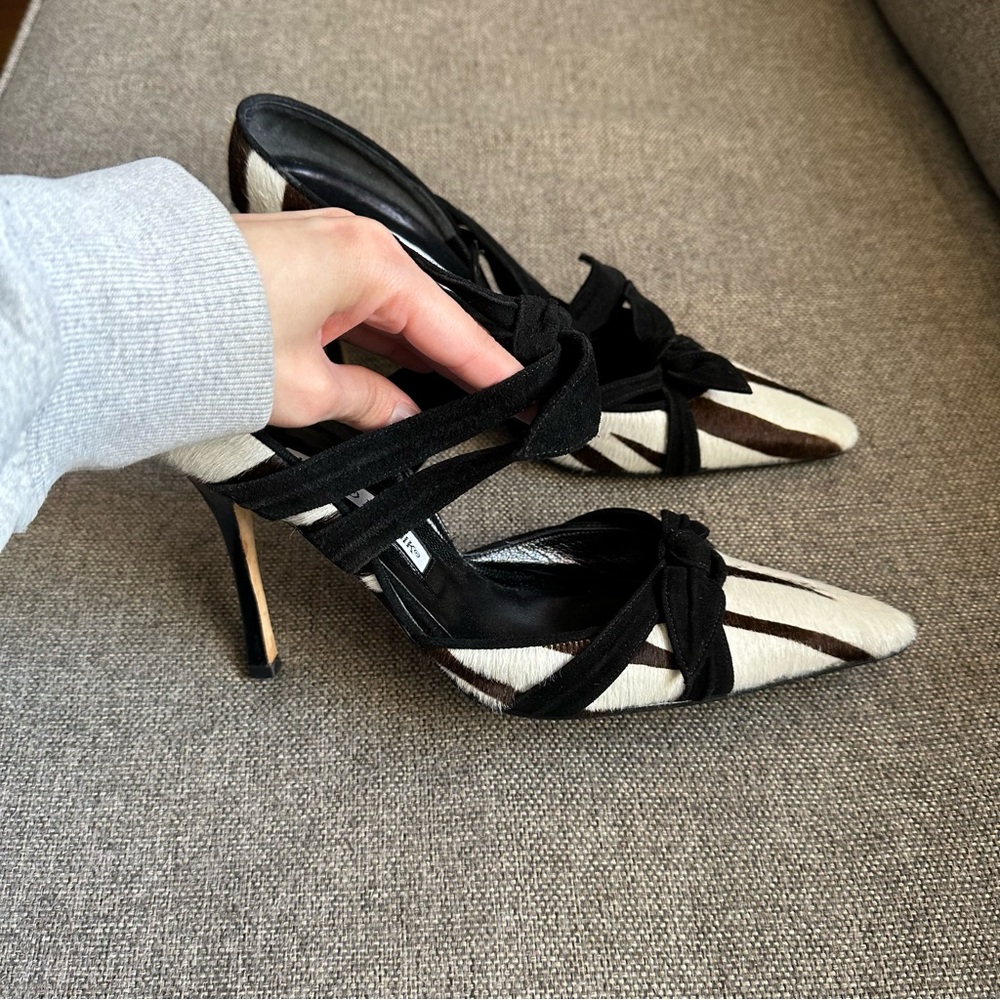 Vintage Manolo Blahnik zebra pony hair heels - Picture 5 of 8